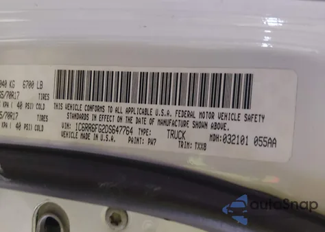 2013 Ram 1500 Tradesman z USA, uszkodzony, nr VIN 1C6RR6FG2DS647764